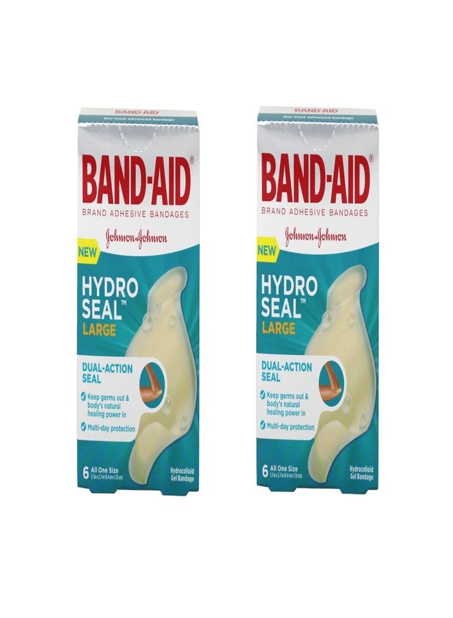 Johnson & Johnson Band-AID Adhesive Bandages Large Hydro Seal Hydrocolloid Gel Strips, Seal to Heal, 1.7x2.7 in, 6 CT (Pack of 2) - Image 1